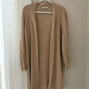 LOFT Tan Open-Front Cardigan